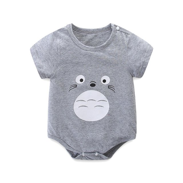 CAROOTU Nouveau-Né Bébé Garçons Filles Combinaison Manches Courtes Dessin Animé Imprimé Col Rond Respirant Rompers pour l'Été