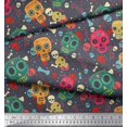 thumbnail image 3 of Soimoi Moss Georgette Fabric Dot,Bone & Skull Print Fabric by The Yard 42 Inch Wide, 3 of 3