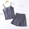 thumbnail image 2 of MeetoTime Pajamas for Women Set Summer Solid Color Spaghetti Strap Camisole with Chest Pad Shorts Homewear, 2 of 6