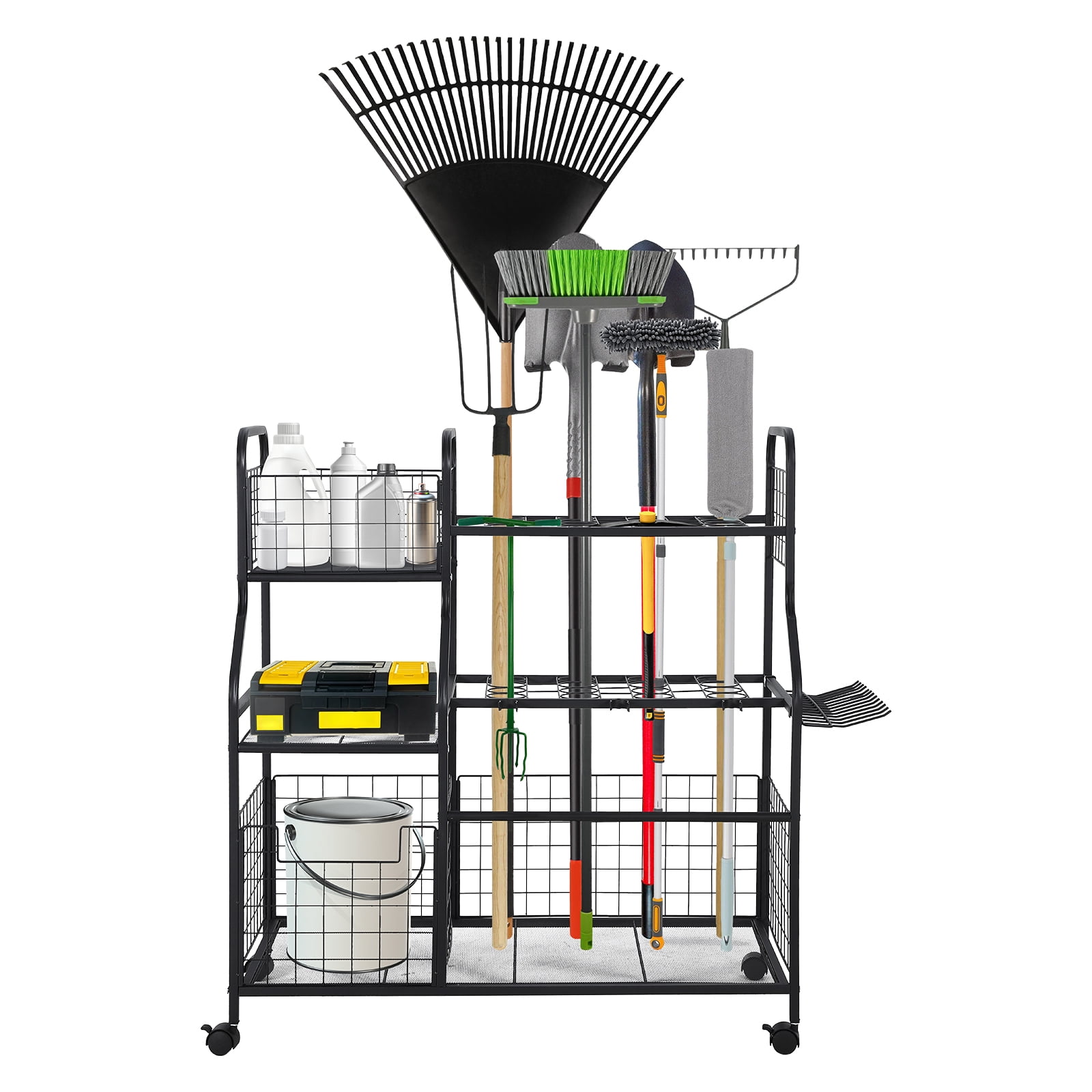 Heavy-Duty Freestanding Garage Tool Organizer with Wheels