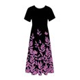 thumbnail image 3 of Dvkptbk Robes d'Été pour Femmes 2024 à Manches Courtes, Robes Midi Évasées, Robe T-Shirt Décontractée à Motif Floral, Robe de Plage Fluide avec Poches P-2TG, 3 of 4