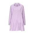 thumbnail image 4 of FcBaudy Robe à Manches Longues à Col Rabattu, Robes de Printemps pour Femmes, Robes pour Femmes Mode Robes pour Femmes Décontractées à Manches Longues à Rayures Imprimées Robe Chemise à Revers Jupes Rebondissantes pour Dames sur Tous les Côtés, 4 of 5