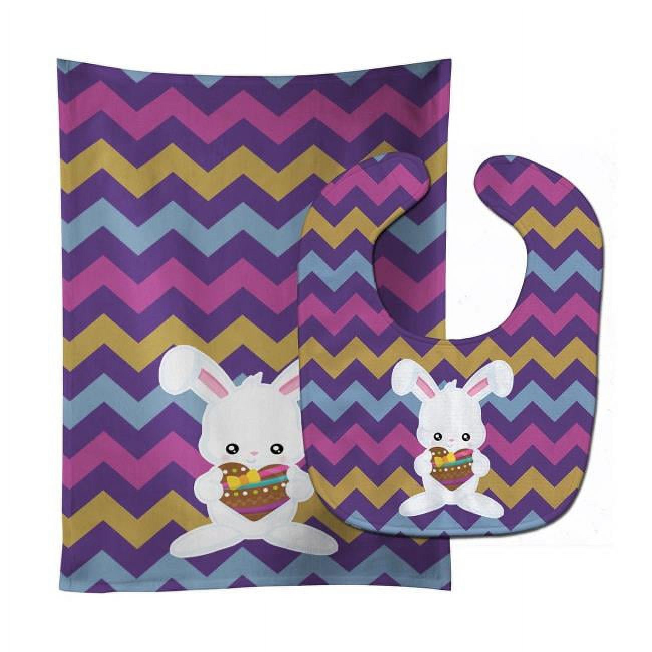 Carolines Treasures BB6901STBU Easter Rabbit With Chocolate Heart Baby Bib & Burp Cloth