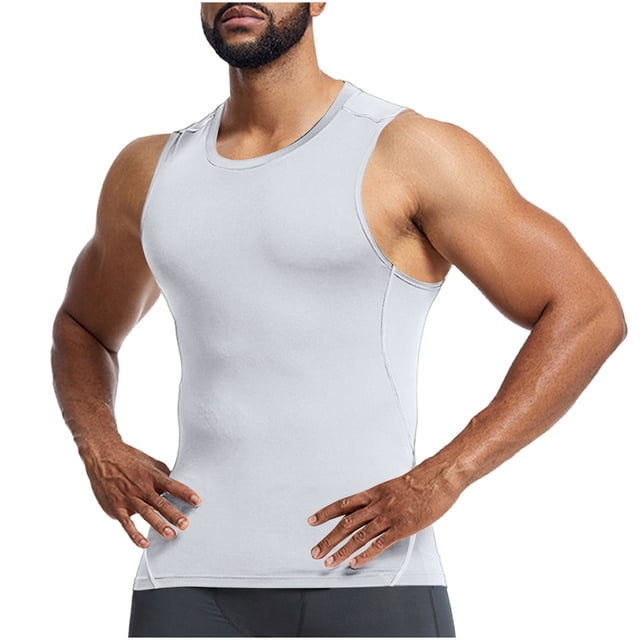 Yuyuzo Workout Tank Tops for Men Round Neck Slim Fitted Quick Drying Sleeveless Athletic Muscle T Shirts