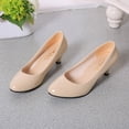 thumbnail image 4 of Dakaela Escarpins pour Femmes à Talon Bloc Bas et Épais, Bout Rond, Plateforme, Chaussures de Bureau/travail/robe, Beige 6,5, 4 of 6