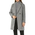 thumbnail image 1 of INSPIRE CHIC Women's Double Breasted Lapel Raglan Long Sleeve Mid Length Overcoat, 1 of 4