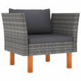 thumbnail image 3 of vidaXL 7 Piece Garden Lounge Set Poly Rattan and Eucalyptus Wood Grey, 3 of 5