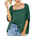 thumbnail image 2 of Timegard Womens Tops Square Neck Short Sleeve Comfy Casual Loose Top Basic T Shirt Oversized Blouse, 2 of 7