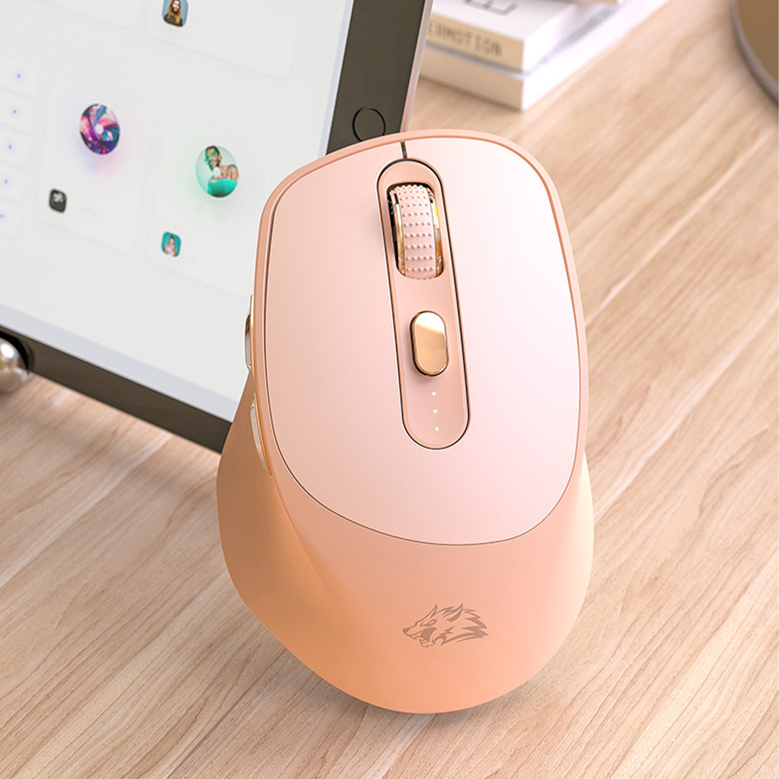PEONAVET Wireless Mouses Wireless Mouses .4G Wireless and Bluetooth Two Mode Connection Battery Display 5-speed DPI Adjustment Type-C Fast Charging Silent Office Gaming Mouse