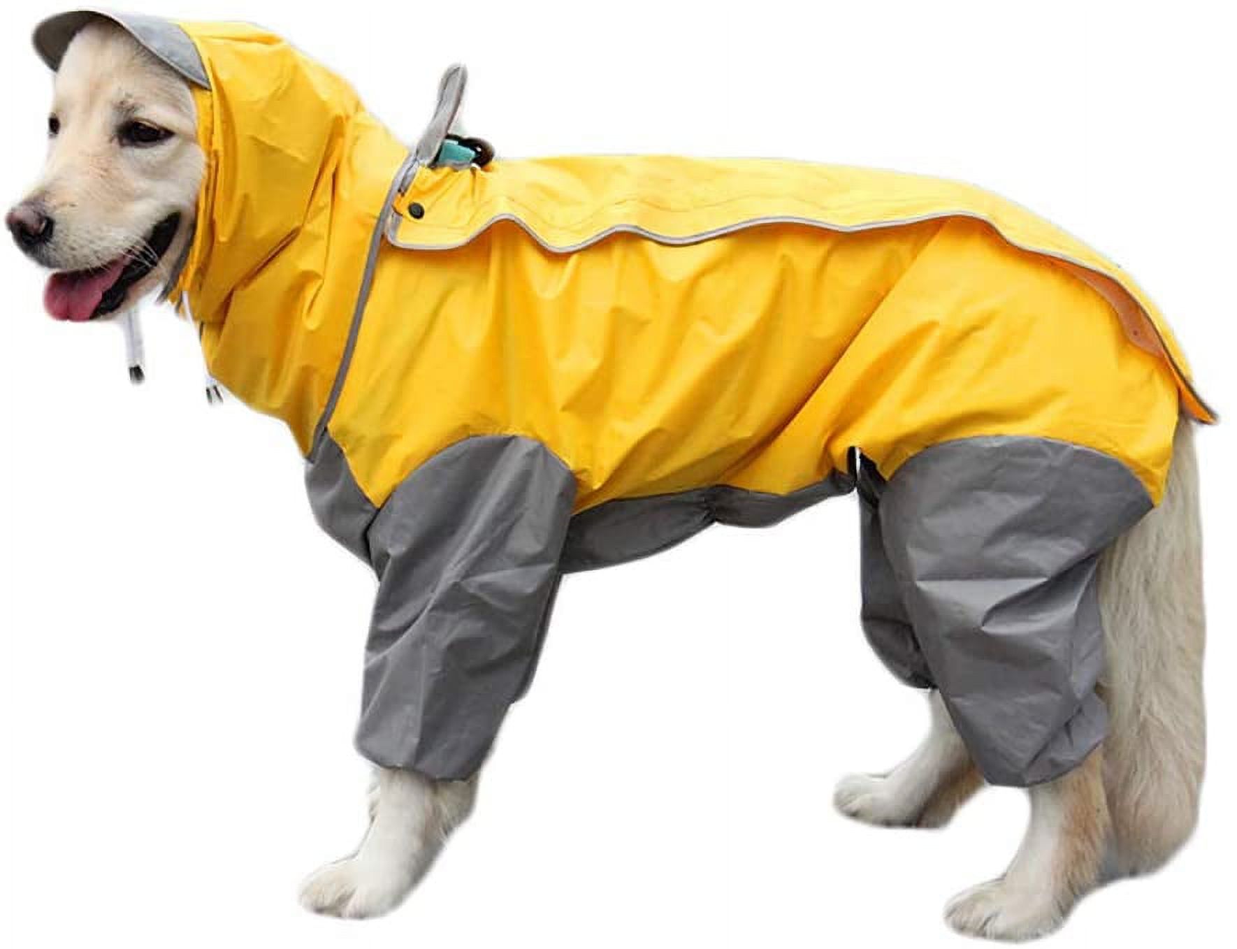 Dog Raincoat with Detachable Hoodie, Adjustable Outdoor Drawstring Dog Coat, Waterproof Dog Jacket, Rain Jacket with Hood and Collar Hole, 10 Sizes, 28