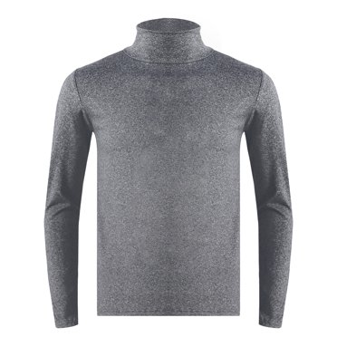 Raenseen Men's Solid Thermal Underwear Top Warm Mock Turtle Neck Base Layer Undershirt Long Sleeve Dark Gray S