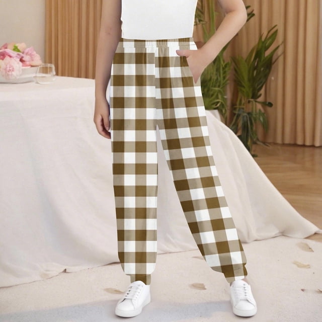 Cowsor Girls Graphic Print Sweatpants Athletic Drawstring Joggers Cute Track Pants with Pockets for Kids