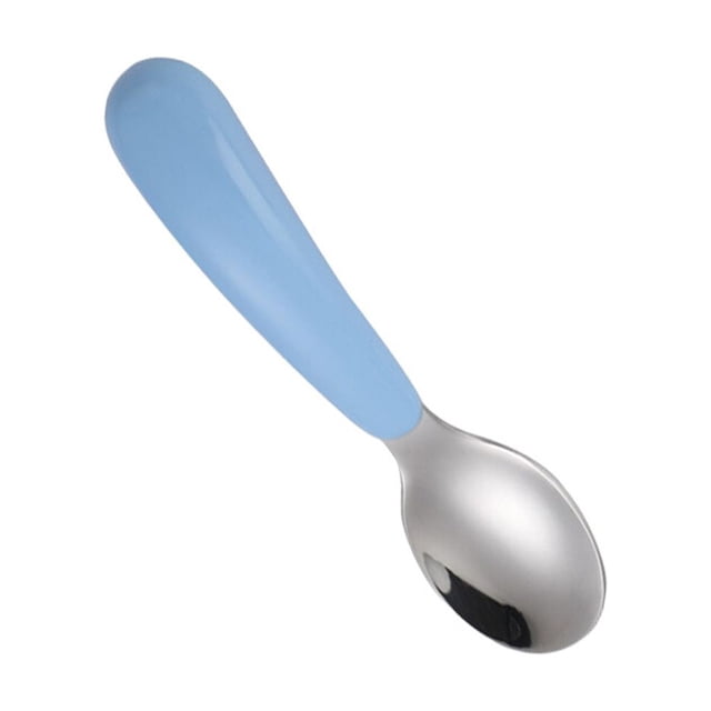 thinsony Stainless Steel Kids Tableware Set Spoon Fork Cartoon Car Shape Compartment Design Baby Bowl Cutlery for Kitchen Blue Spoon