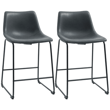HOMCOM Tabourets de Bar Ensemble de 2, Tabourets de Comptoir avec Dossier, Noir