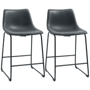 HOMCOM Bar Stools Set of 2, Counter Height Barstools with Back, Black