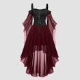 thumbnail image 2 of Robes Style Gothique pour Femmes Grande Taille Robe Midi Élégante avec Manches Évasées en Chiffon Tenue de Soirée Ourlet Irrégulier, 2 of 5