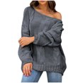 thumbnail image 1 of cfhntfmh Womens Oversized Sweater 2024 Fall Fashion Pullover Sweaters Cable Knit Thermal Solid Sweater Tops, 1 of 6