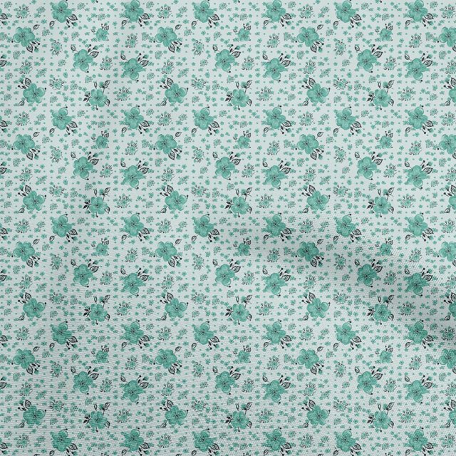 oneOone Georgette Viscose Sea Green Fabric Florals Craft Projects Decor Fabric Printed By The Yard 42 Inch Wide