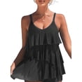 thumbnail image 1 of Charmo Ruffled Flounce Swim Tops for Womens V Neck Flowy Tankini Tops Padded Swimsuit Tops Only, 1 of 3