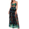thumbnail image 1 of Pisexur Robes pour Femmes en Maille à Col Licou Robe de Bal de Fin d'Année Robe de Soirée Robe de Fête Mode Robes de Cocktail à Fleurs pour Femmes Sans Manches Fendue Robe Maxi Robe Portefeuille Formelle Fluide, 1 of 9