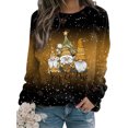 thumbnail image 1 of Bellella Sweatshirts de Noël pour Femmes Manches Longues Hauts de Noël Col Rond Pull Ample Imprimé Santa Claus Marron L, 1 of 2