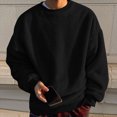 thumbnail image 1 of DPTALR Men Comfortable Solid Casual Tops Long Sleeve Round-Neck Sweatshirt, 1 of 4