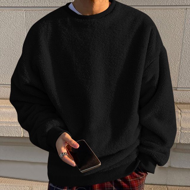 DPTALR Men Comfortable Solid Casual Tops Long Sleeve Round-Neck Sweatshirt