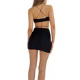 thumbnail image 4 of Fortune Women Mini Dress Halter Deep V Neck Low Cut Bandage Bodycon Dress Ruffle Club Dresses, 4 of 9