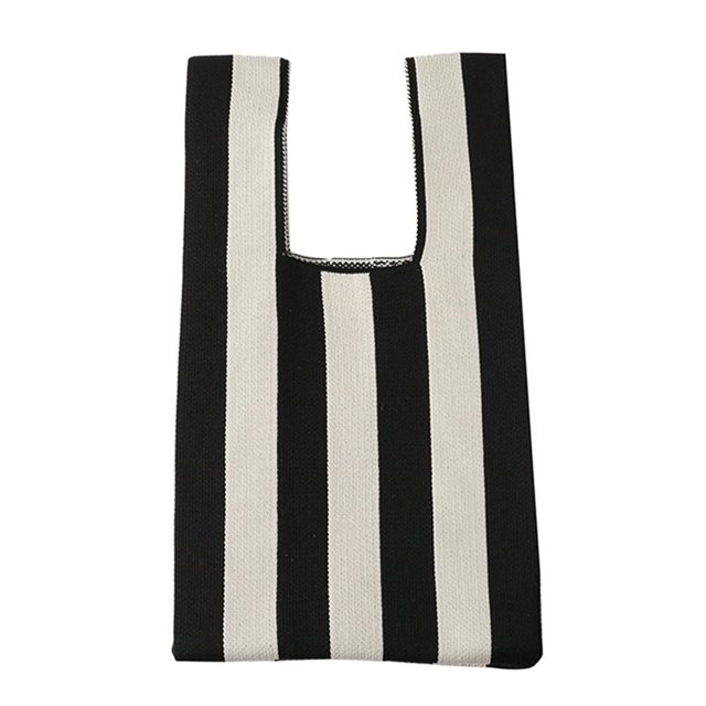 Striped Lady Top-handle Bags Fashion Knit Wrist Tote Portable for Work (Style 5)