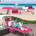 thumbnail image 4 of Goplus 2 PCS Outdoor Folding Chaise 5-Position Lounge Chair with Adjustable Footrest Pink, 4 of 8