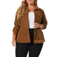 thumbnail image 1 of GRACE & GRANDEUR Veste Bomber Courte en Velours Côtelé à Col Pointu pour Femmes, 1 of 7