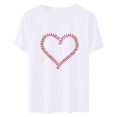 thumbnail image 5 of EQWLJWE Hauts d'Été pour Femmes Hauts pour Femmes Liquidation Mode Féminine Été Col Rond Loisirs Manches Courtes Imprimé Baseball, 5 of 5
