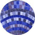 thumbnail image 1 of Ahgly Company Tapis d'Intérieur Lavable en Machine Carré Bleu Cobalt Transitionnel, 3 Pieds Carré, 1 of 7