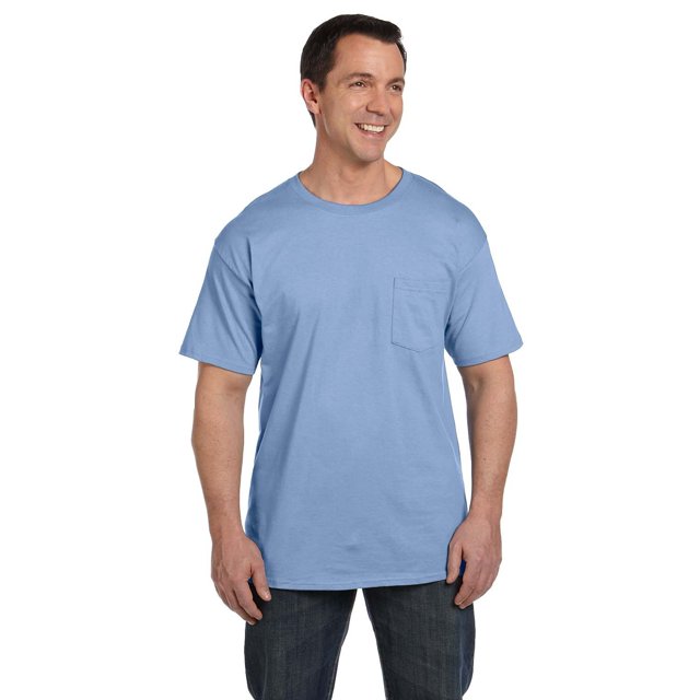 The Hanes 61 oz Beefy-T avec Poche Bleu Clair 2TG