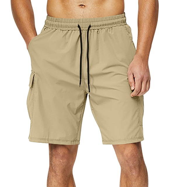 FAIWAD Men Lightweight Quick Dry Shorts Athletic Running with Pockets Elastic Waist Drawstring Gym Short Pants