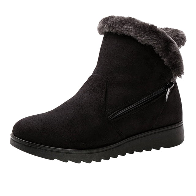 Kyusrd Bottes d'Hiver pour Femmes Bottines Femmes Mode Chaussures d'Hiver Chaudes Bout Rond Talon Moyen Bottes à Tige Moyenne