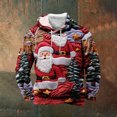 thumbnail image 2 of Penkiiy Chandails de Noël pour Hommes Xmas Chandail à Imprimé Graphique 3D Surdimensionné à Manches Longues Col Rond Chandail à Enfiler Hauts TG Multicolore, 2 of 4