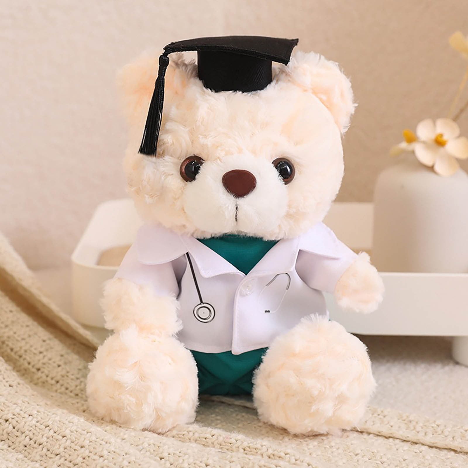 SUPVOX – Costume Complet D’Ours Peluche Pour Poupée – Tenue De Médecin / Infirmier – Taille 24 Cm – Tissu Doux