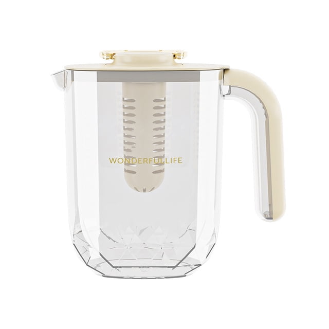 Fesfesfes Pichet Infuseur de Fruits en Verre 1,8 L avec Robinet, Distributeur d'Eau pour Réfrigérateur pour Limonade, Thé Glacé, Boissons, Contenant à Boissons avec Filtre Amovible