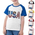 thumbnail image 1 of MKOSPLRT Chandails USA Tout-Petits Chandails Drapeau Américain Manches Courtes T-Shirts Raglan à Blocs de Couleur Col Rond T-Shirts Jour de l'Indépendance Chandails de Rentrée, 1 of 7