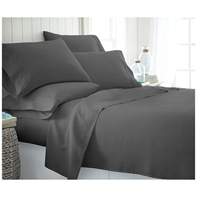 ienjoy Home 6 Piece Home Collection Premium Ultra Soft Bed Sheet Set, Queen, Gray