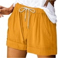 thumbnail image 1 of Birdeem Womens Solid Casual Loose Pockets Drawstring Short Pants, 1 of 5