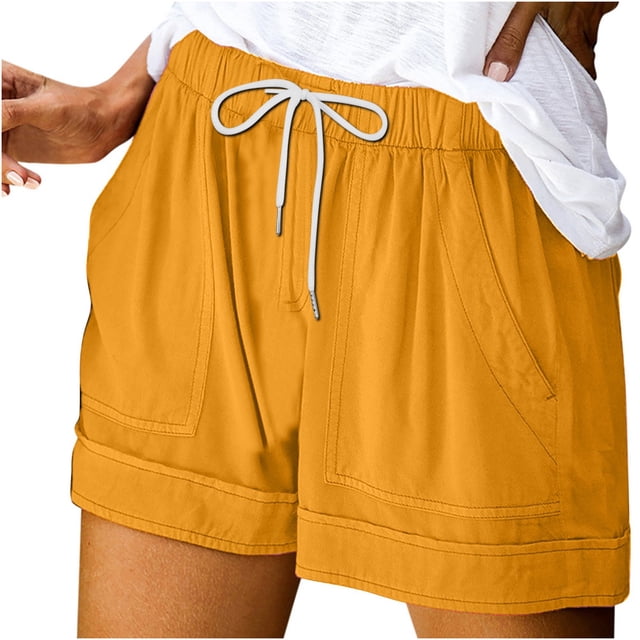 Birdeem Womens Solid Casual Loose Pockets Drawstring Short Pants