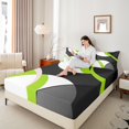 thumbnail image 4 of Erosebridal Abstract Geometry Round Bed Sheets Set Queen Size,Green Black Aesthetic Art Bedding Sets Queen Size,Geometric Pattern Bed Sheets Queen,Microfiber Room Decoration,4 Pieces, 4 of 7
