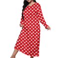 thumbnail image 1 of Mgmyaa Nuisette pour Femme à Manches Longues, Col Ras du Cou, Chemise de Nuit Imprimée, Longue Tenue de Détente, Robe Maxi Décontractée de Détente, Robes de Maison, 1 of 5