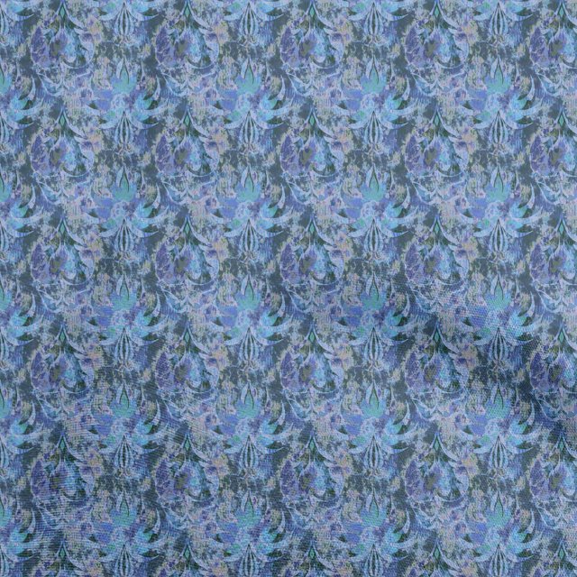 oneOone Cotton Cambric Medium Blue Fabric Abstracts Quilting Supplies Print Sewing Fabric By The Yard 56 Inch Wide