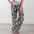 thumbnail image 2 of Birdeem Womens Spring/Summer High Waist Pants Printed Fashion Flower Print Waist Wide Leg Pants, 2 of 10