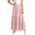 thumbnail image 2 of TIMIFIS Girls' High Waisted Ruffle Maxi Skirt Summer Boho Flowy Eyelet Long Skirt Teen Girl Clothes A-Line Ankle-Length, 2 of 7