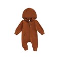 thumbnail image 1 of SUNSIOM Baby Boys Girls Fall Jumpsuits Long Sleeve Solid Color Zip Up Hooded Rompers Newborn Outfit, 1 of 8