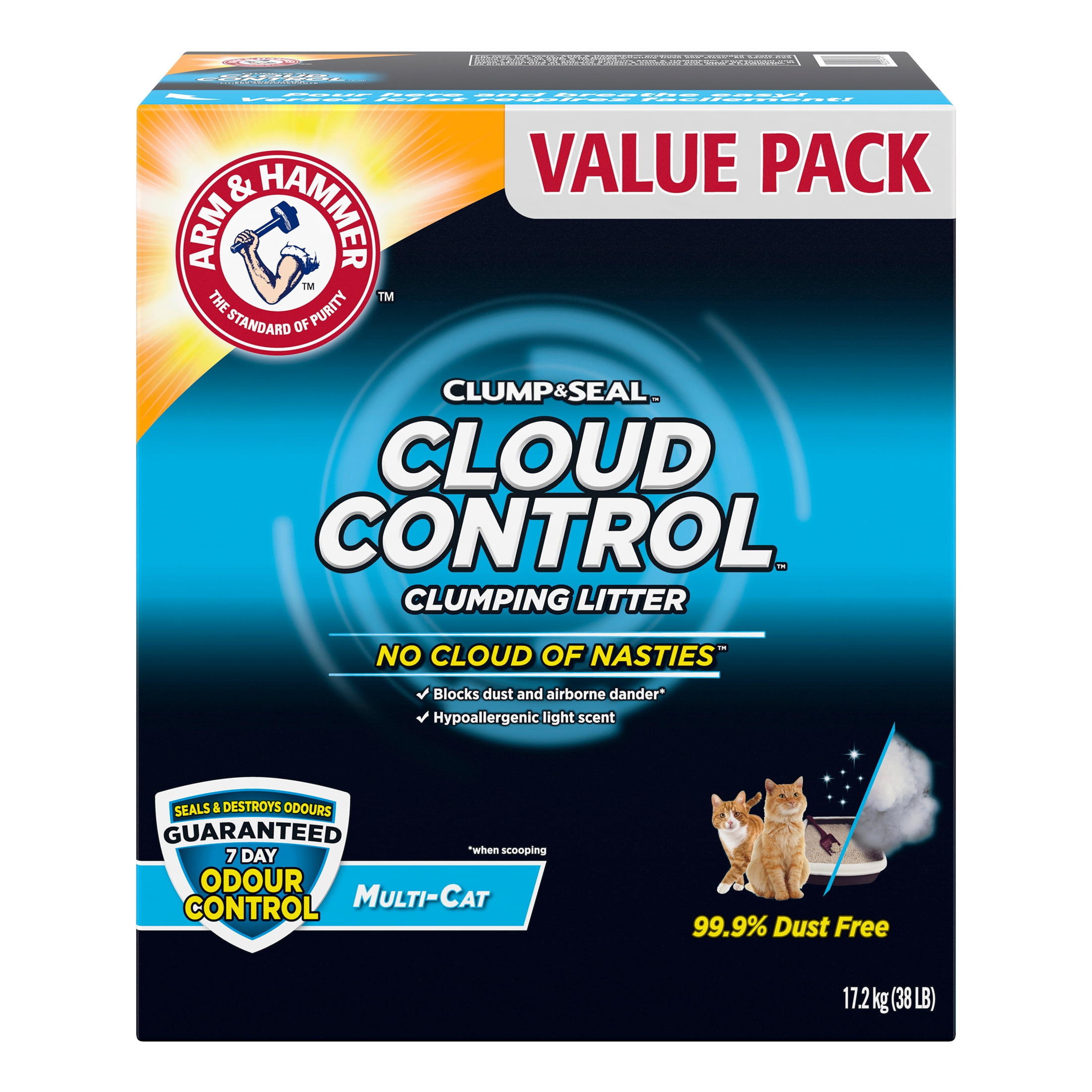 Arm & Hammer Cloud Control Breathe Easy Clumping Clay Cat Litter, 17.2 kg
